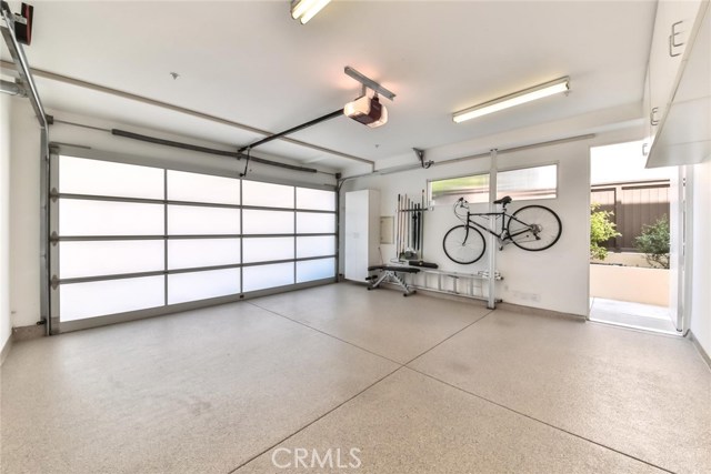 garage with epoxy floors and new paint