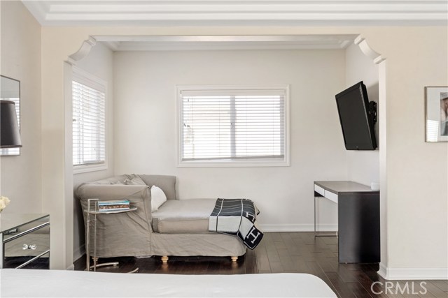 Additional space off of primary bedroom is perfect for an office