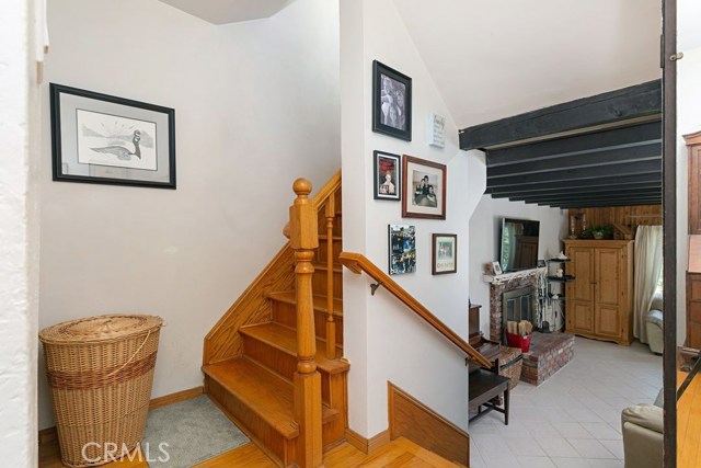 stairs down to family room & up to master