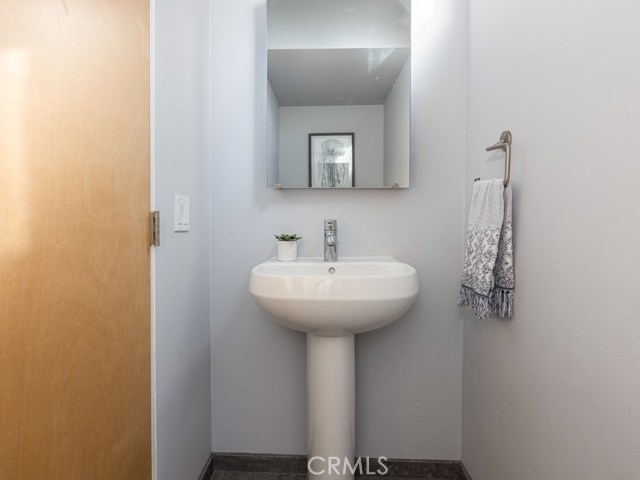 Powder room off great room