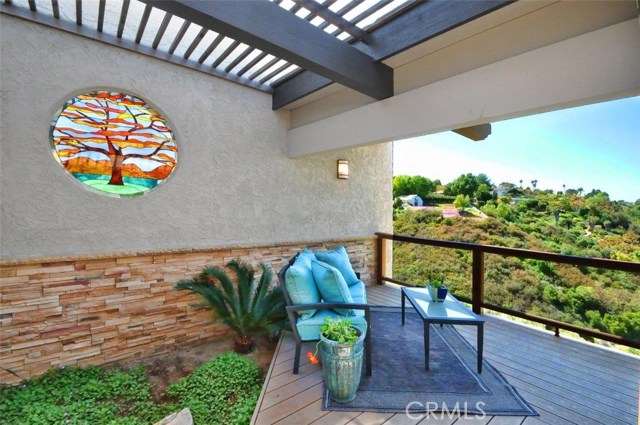 Balcony deck with stained glass feature