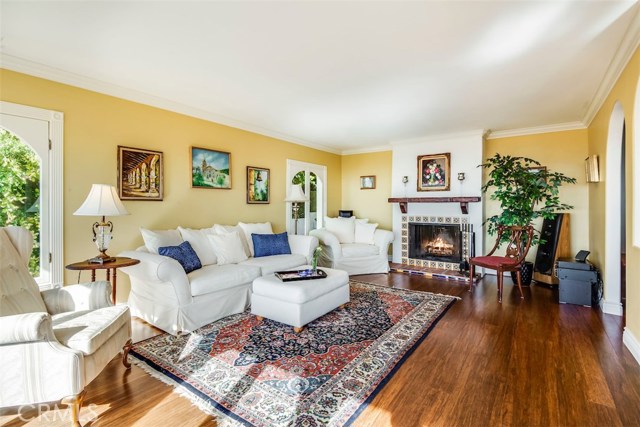 Wood burning fireplace with tile surround