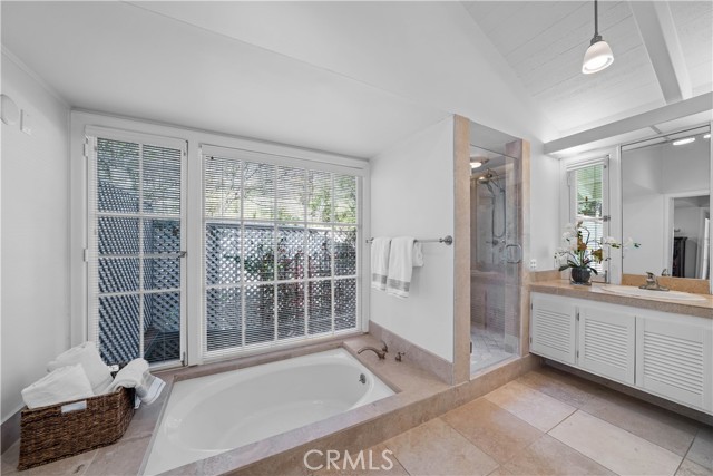 Master bathroom with vanity tub ands shower