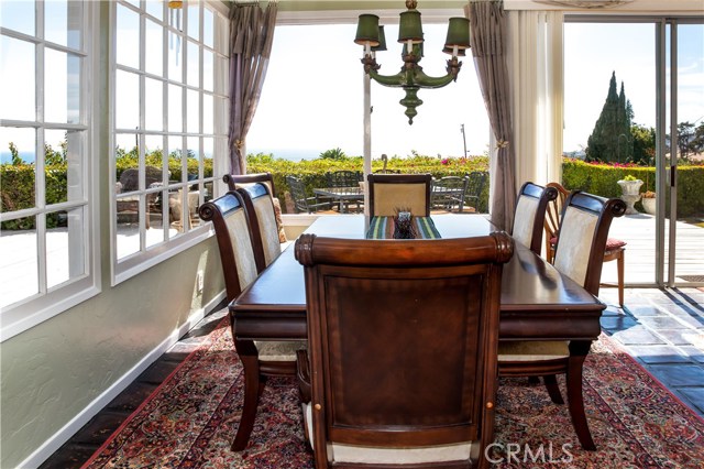 Dining room located in the glass room with an excellent panoramic ocean view.