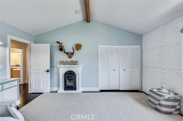 Bedroom #3. Decorative fireplace.