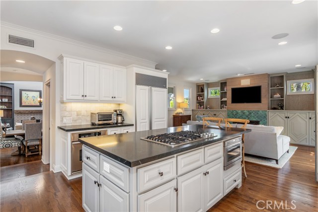Sleek Soapstone Counters accent the kitchen
