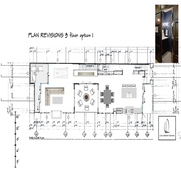 Prospective upstairs remodel option #1. This is digital rendering of the existing floorplan.