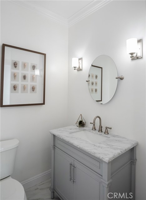 Remodeled guest bathroom on entry level.