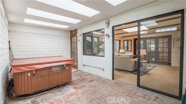 Patio with hot tub