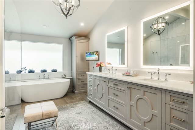 Luxurious master bath with heated floors