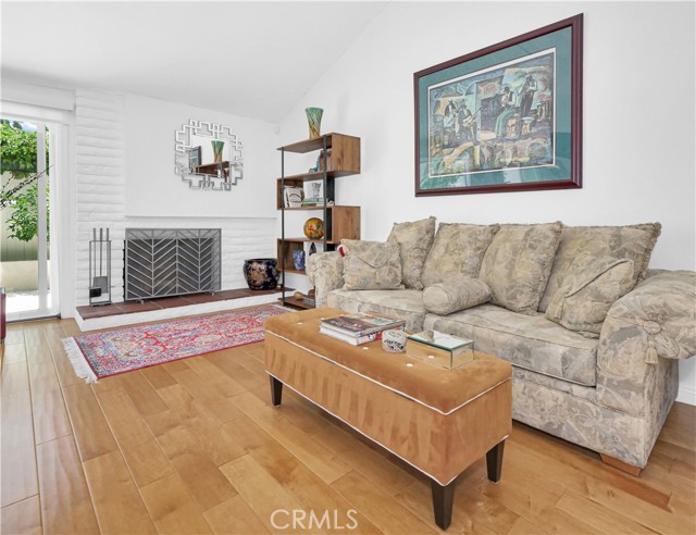 Family room with a view to the patio fruit trees.