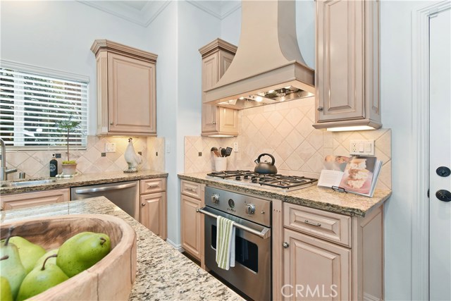 Under counter lighting is just one of the special features of this kitchen