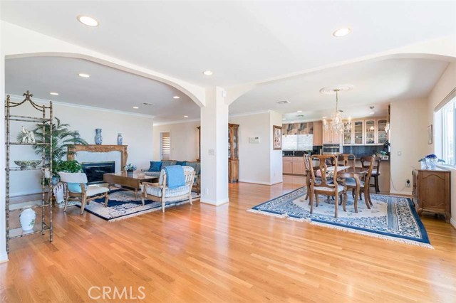 Open Floor Plan, View from Family Room back to living room, dining room, and kitchen beyond