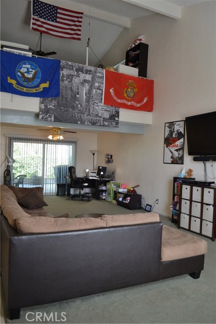 View of living area from entryway.