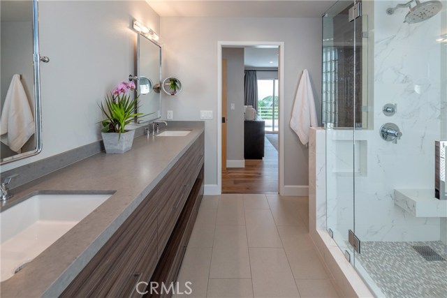 Large master bathroom with dual vanity