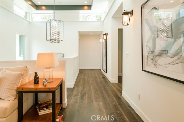 European oak floors compliments this new home's casual contemporary style