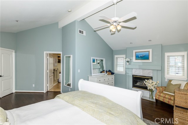 Spacious, warm and inviting, the Master Bedroom boasts a gas fireplace