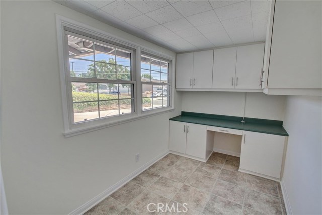 Office with built in cabinets