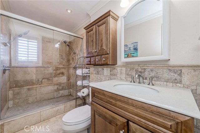 Master bathroom with extra large dual headed shower