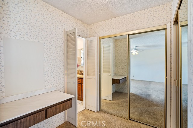 Master bedroom closets and vanity area