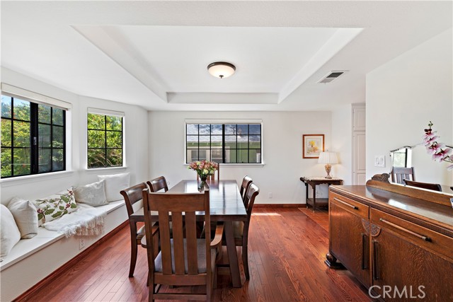 Cozy window seat and dining room