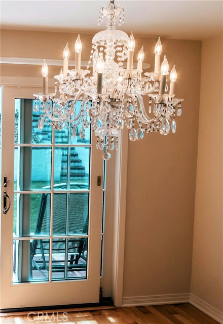 Chandelier in dining area