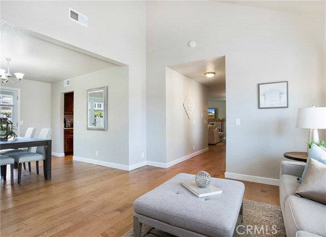 Living room into dining room
