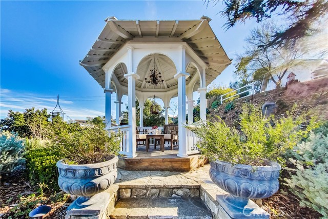 Gazebo takes advantage of the beautiful gardens and views of Long Beach Harbor to the LA Basin and mountains.