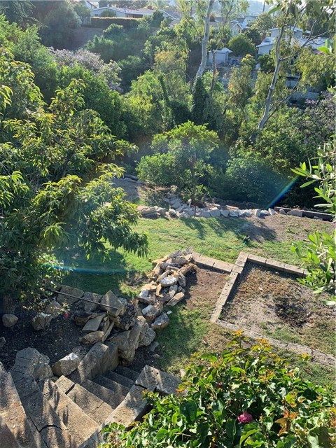Backyard, another terraced, flat area.
