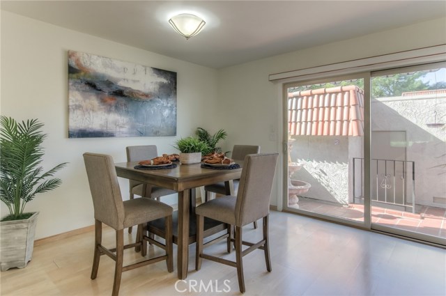 Dining room with view of private patio