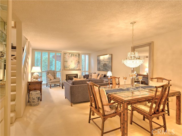 view of dining area looking  to outside foliage.