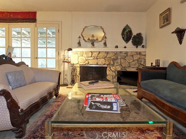 Living Room with Stone Fireplace