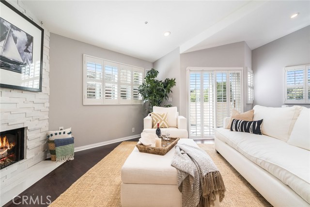 Living area with fireplace