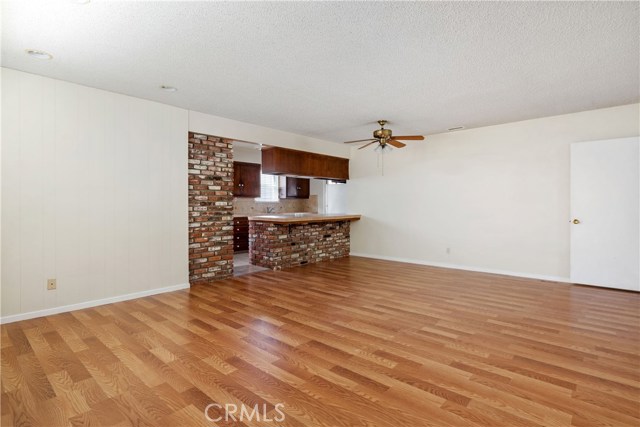 Perspective back from the family room to the kitchen