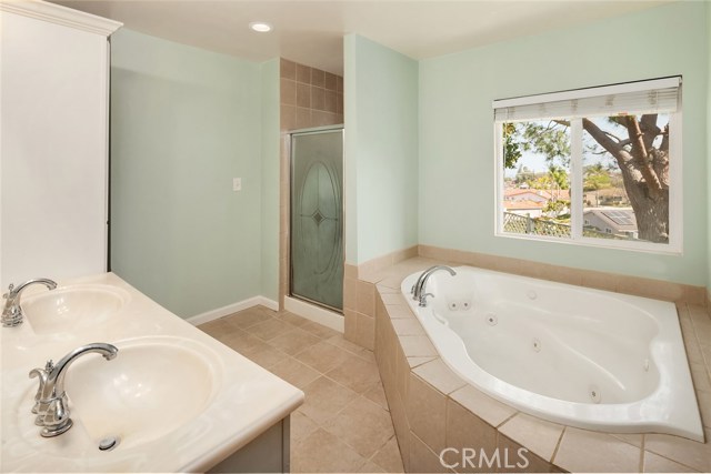 Master bath separate spa tub and shower