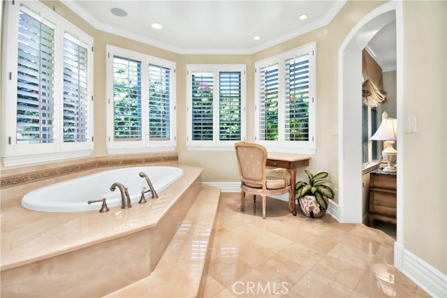 Master Bath with table.