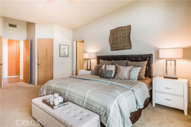 Master bedroom suite with 2 walk-in closets, fireplace and attached bath