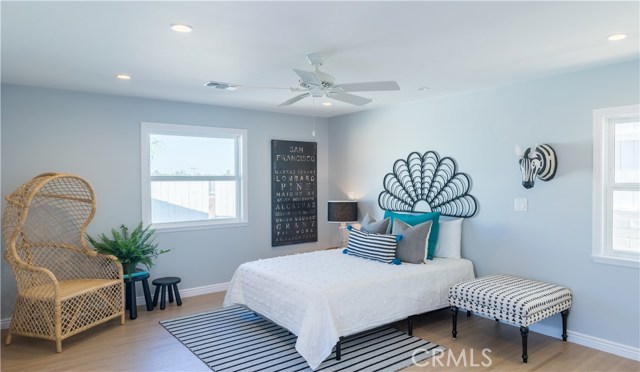 The master suite is spacious and overlooks the backyard.