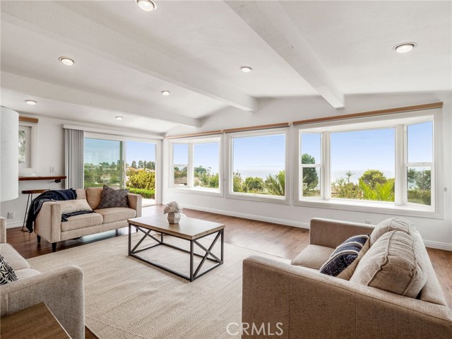 Family Room looking toward sliding door to patio and views of Catalina Island