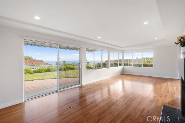 Family room with sliding doors to backyard.