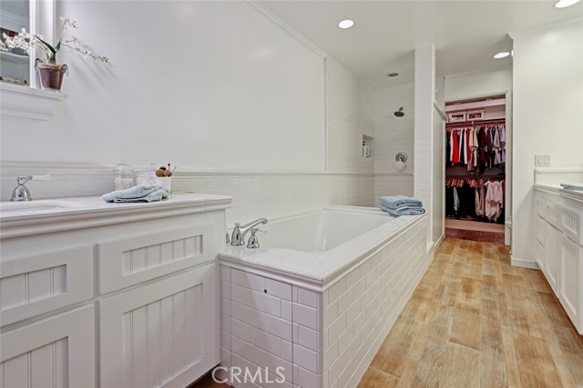 remodeled master bath with his and hers vanities