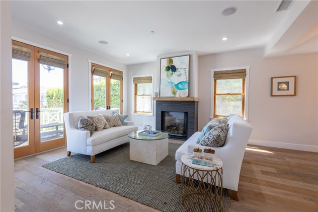 living room with double french doors