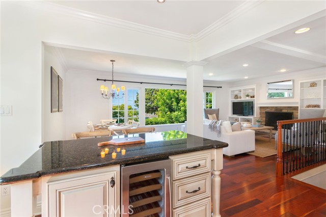 Kitchen island with wine refrigerator