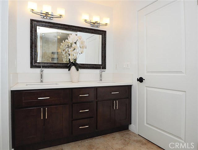 Dual sinks in master bathroom. Dual sinks in master bathroom.
