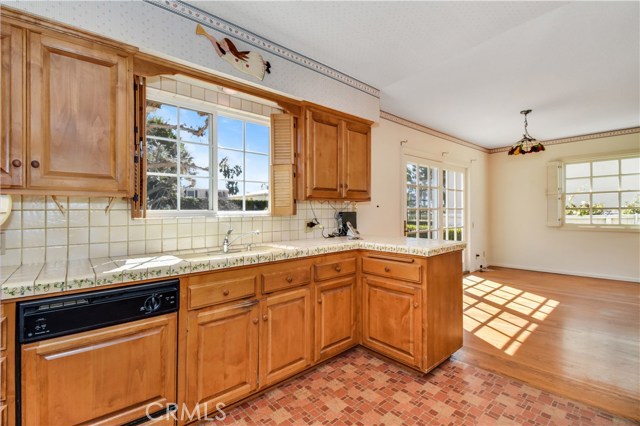 Kitchen view to family room dining area