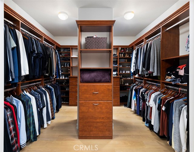 Walk-in closet in the master bedroom