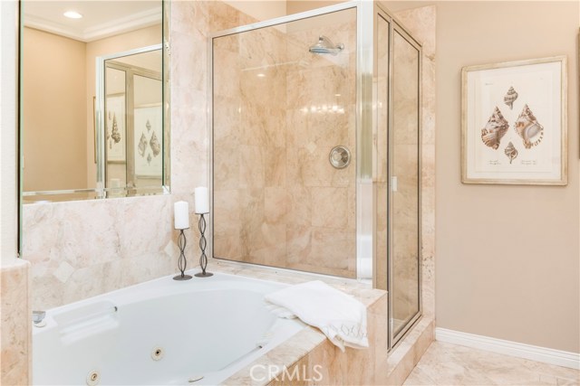 Master Bathroom with separate bath tup and glass shower