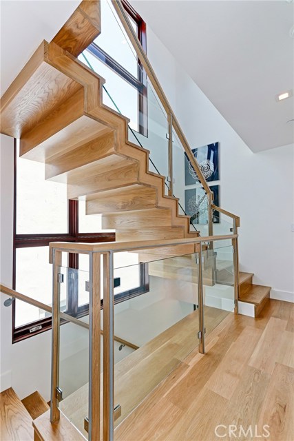 Custom floating wood staircase