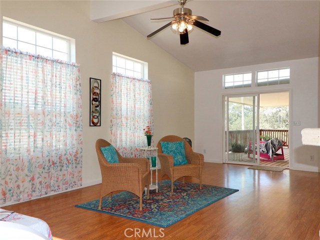 The living space flows naturally into the covered deck.