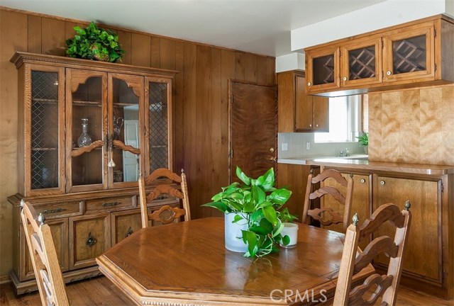 Dining area looking into kitchen